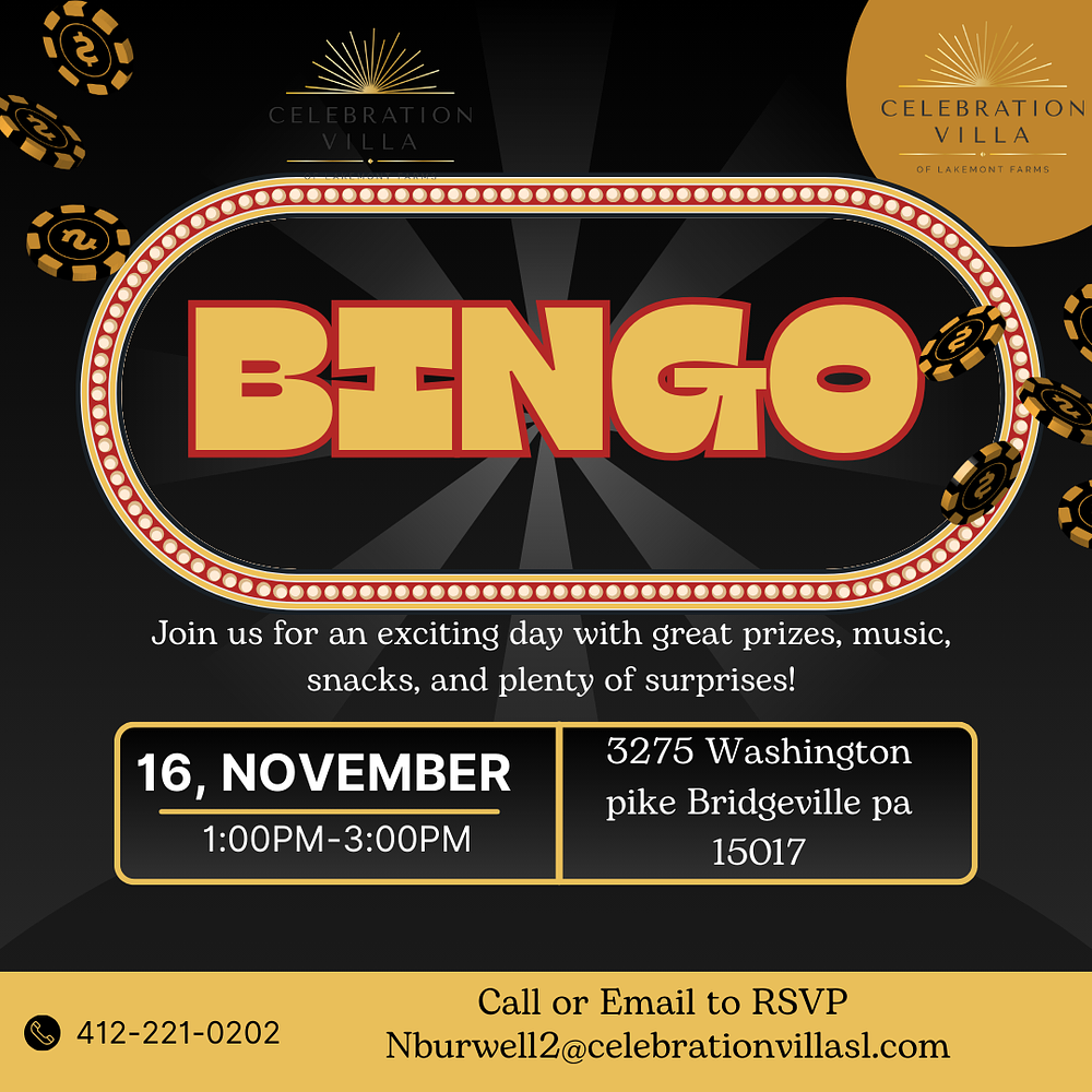 BINGO at Celebration Villa of Lakemont Farms November 16th